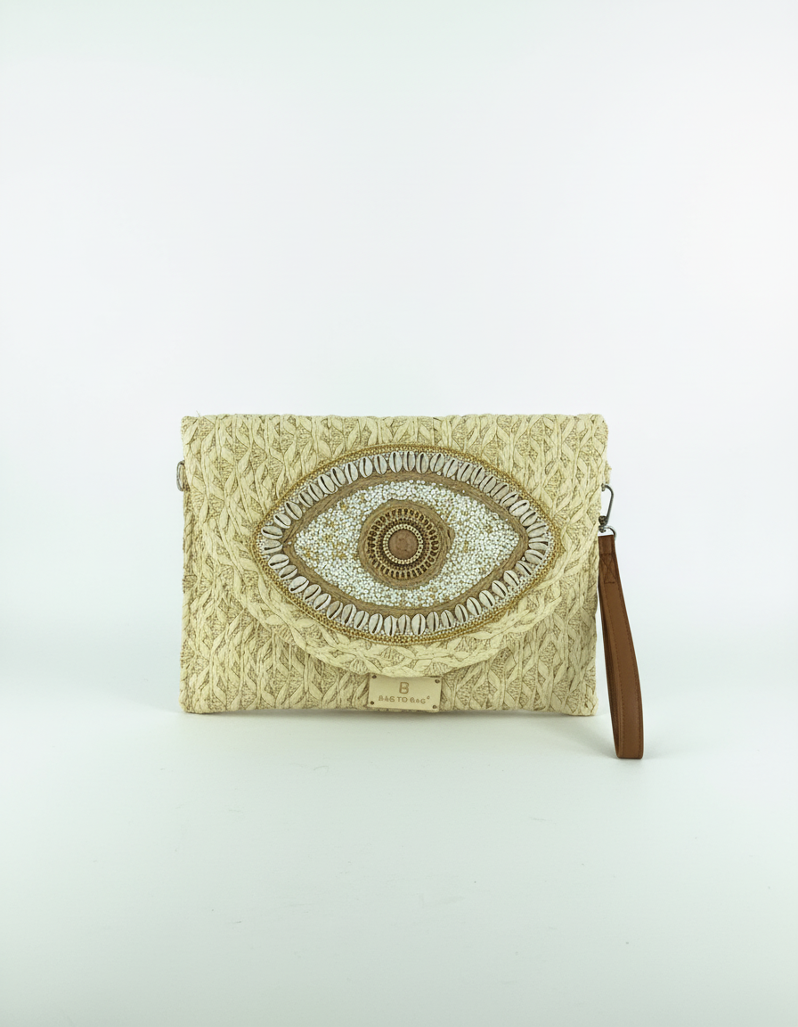 Ψάθινη τσάντα χειρός XY-2613 – Μπέζ