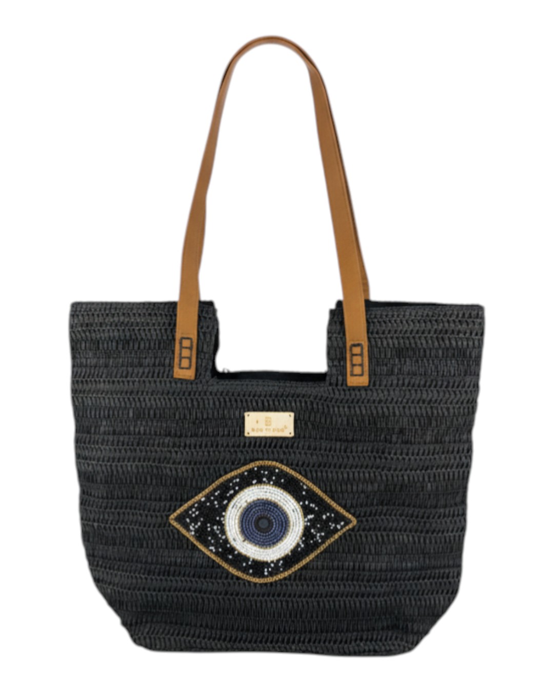 Ψάθινη τσάντα ώμου XY-2669 – Μαύρο