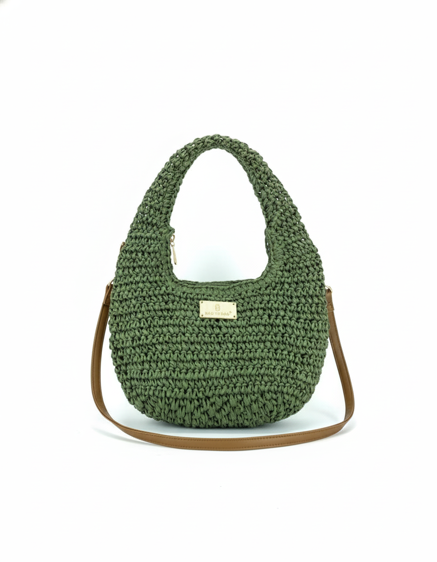 Ψάθινη τσάντα ώμου XY-2669 – Πράσινο