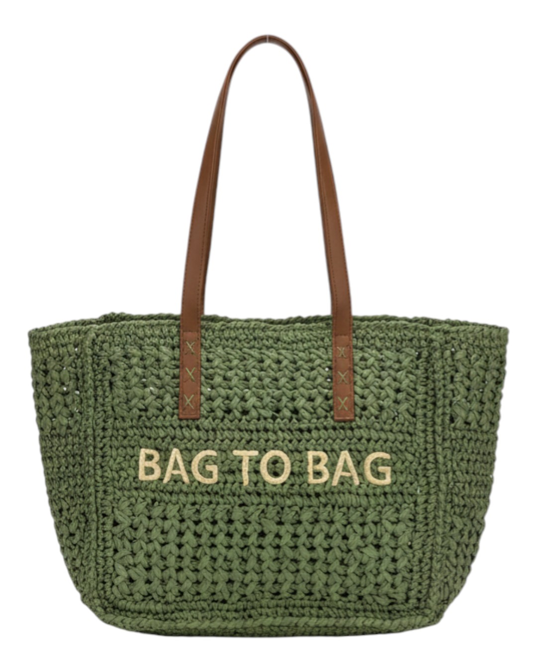 Ψάθινη τσάντα ώμου XY-2636 – Πράσινο