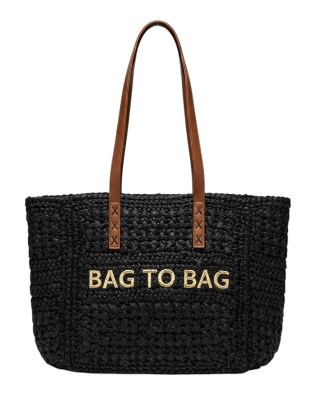 Ψάθινη τσάντα ώμου XY-2636 – Μαύρο