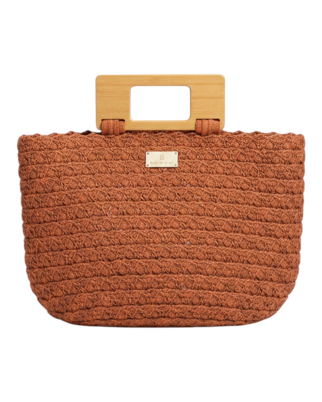 Πλεκτή Τσάντα Χειρός με Ξύλινη Λαβή XY-2639 – Κόκκινο