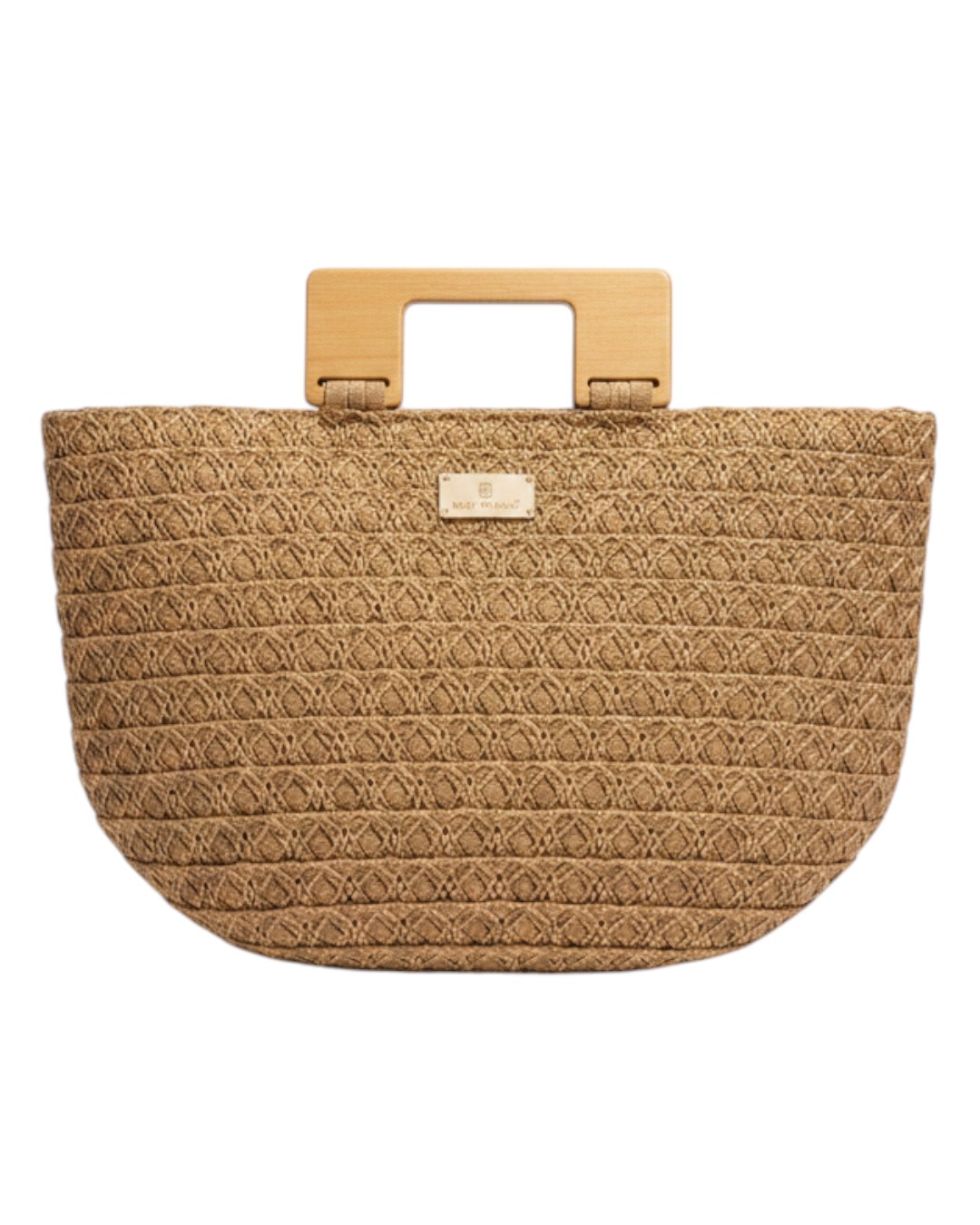 Πλεκτή Τσάντα Χειρός με Ξύλινη Λαβή XY-2639 – Χακί