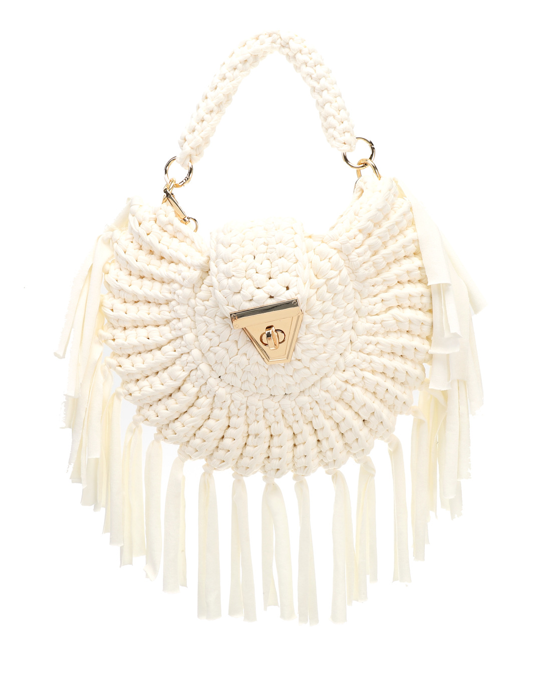 Τσάντα χιαστί ψάθινη με κρόσσια KD-1012 – Ασπρο