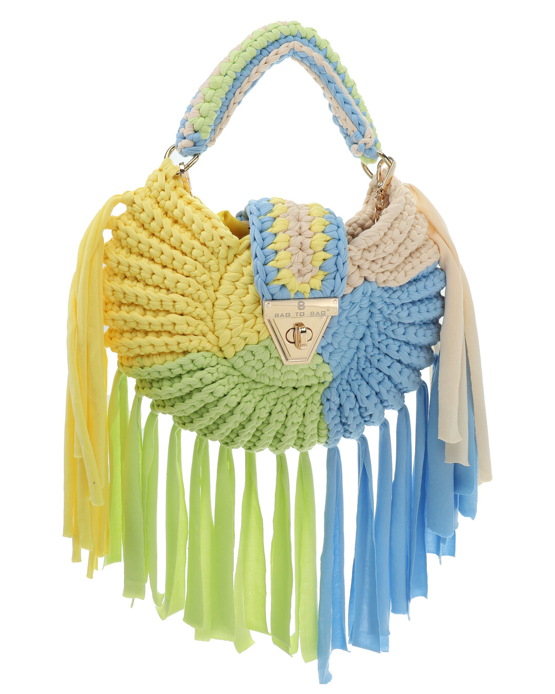 Τσάντα χιαστί ψάθινη με κρόσσια KD-1012 – Μπλέ