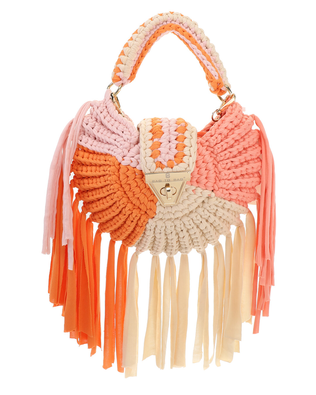 Τσάντα χιαστί ψάθινη με κρόσσια KD-1012 – Πορτοκαλί