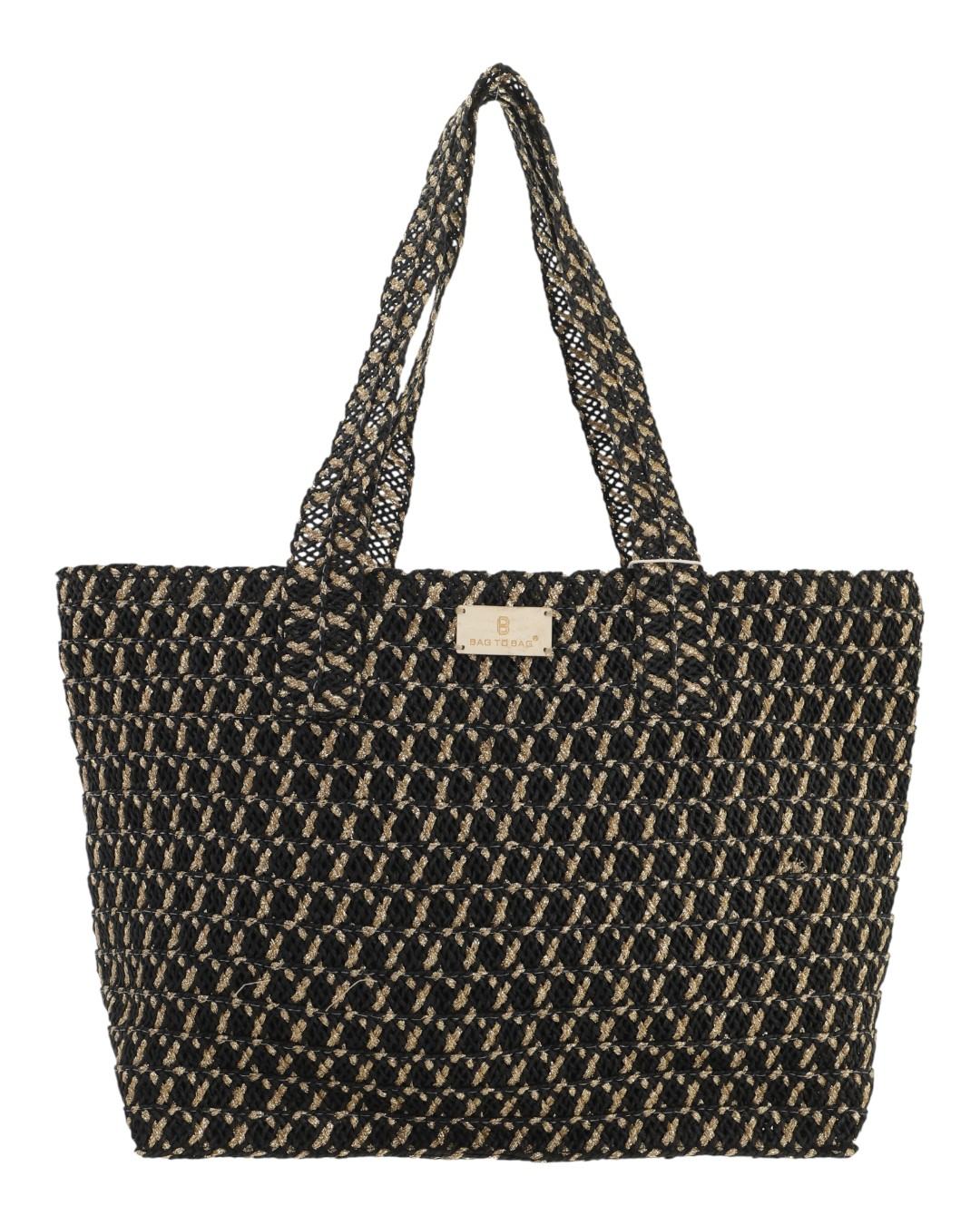 Ψάθινη Τσάντα ώμου XY-2650 – Μαύρο