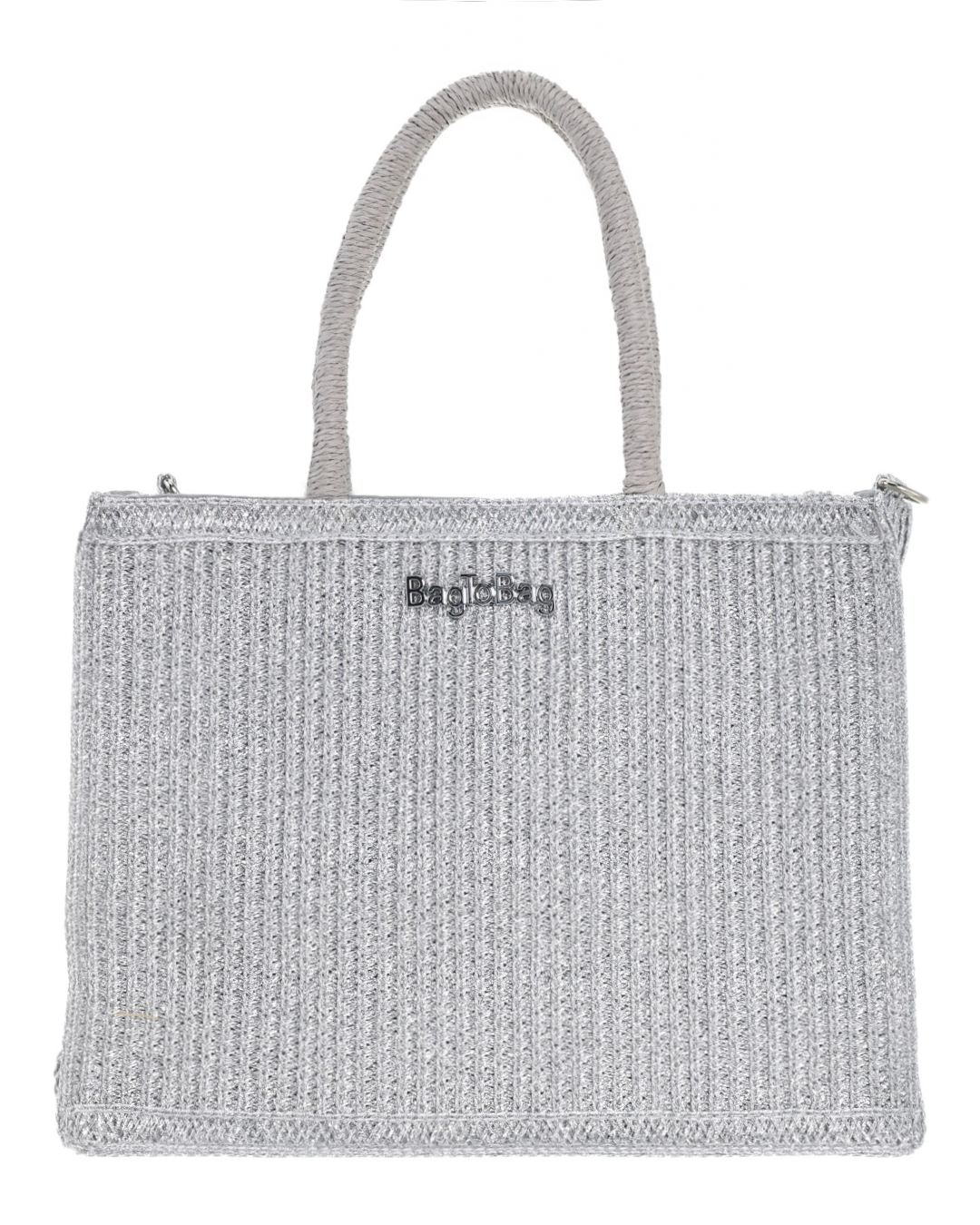 Ψάθινος τσαντα ώμου XY-2663 – Ασημί