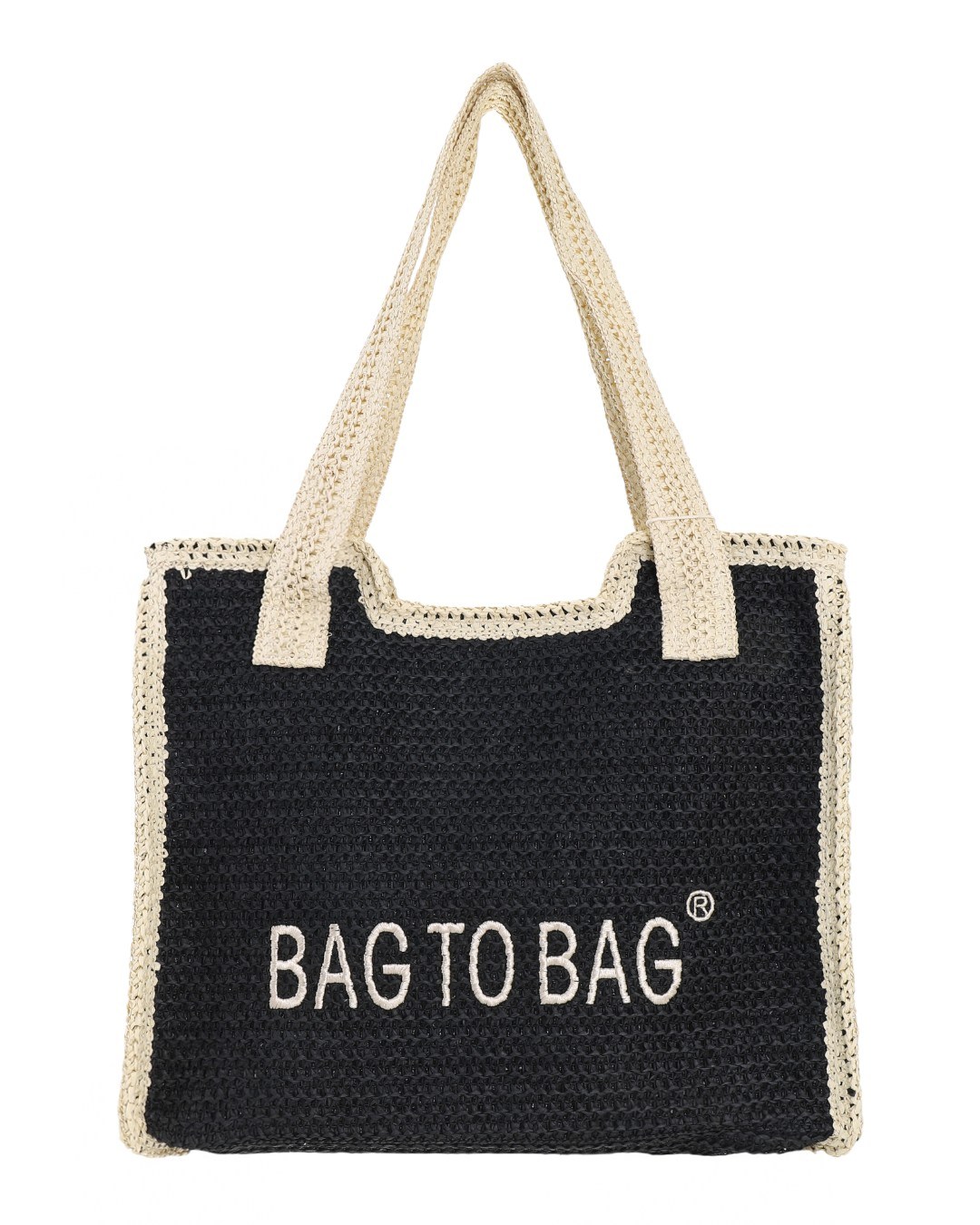 Ψάθινη Τσάντα ώμου XY-2628 – Μαύρο