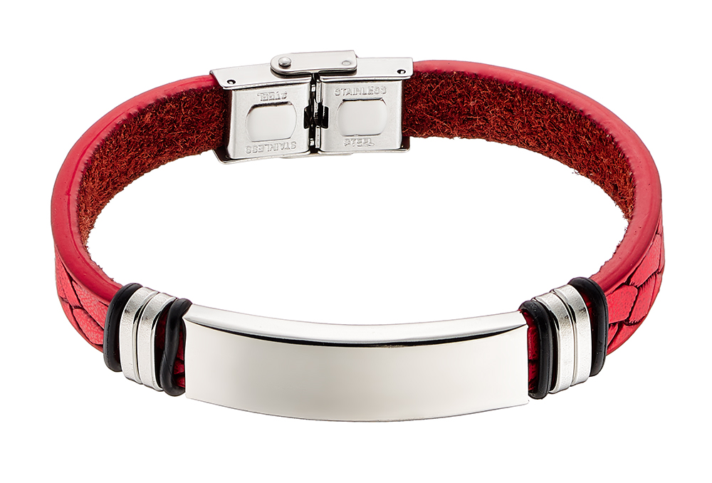 Βραχιόλι ατσάλινο 316L με δέρμα PU N-00530