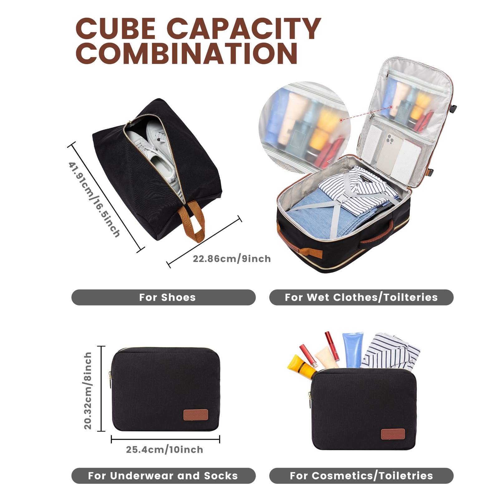 Σακίδιο ταξιδιού για γυναίκες 40L Carry on 17,3" WB2029 black/brown