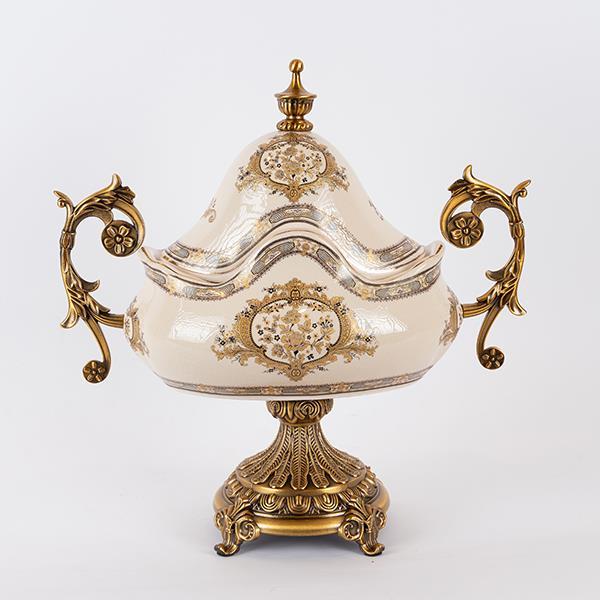 ΦΟΝΤΑΝΙΕΡΑ ΠΟΡΣΕΛΑΝINH ΛΕΥΚΗ – ΧΡΥΣΗ 41.5x19x41cm