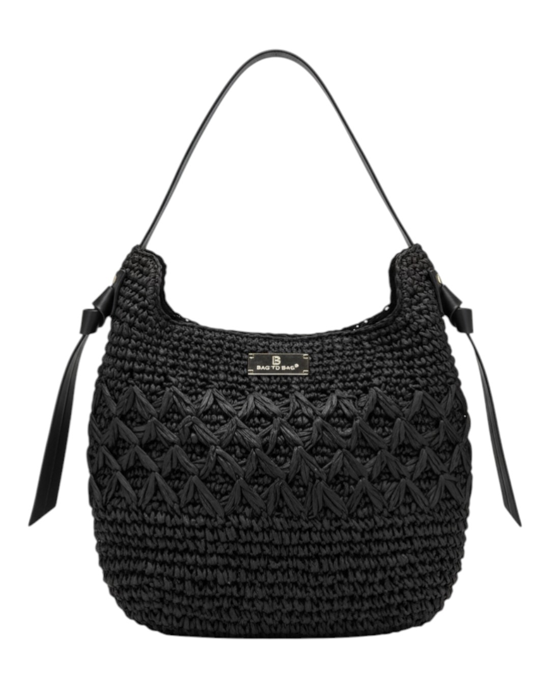 Ψάθινη τσάντα ώμου XY-2638 – Μαύρο