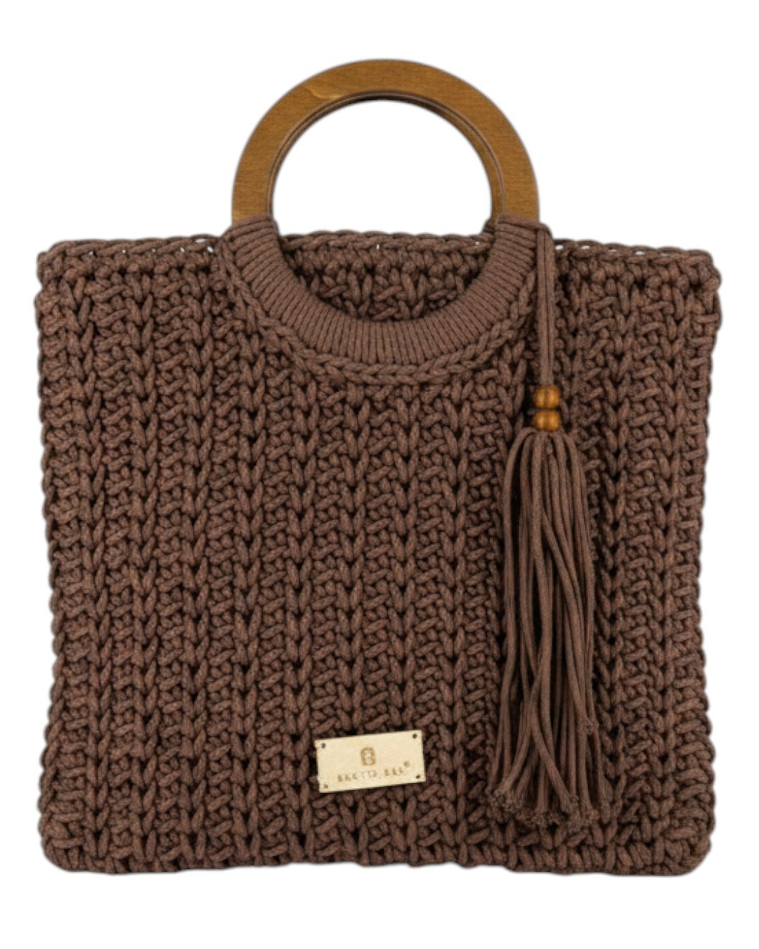 Πλεκτή Τσάντα Χειρός CN26003 – Καφέ