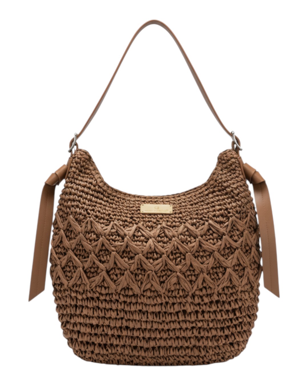 Ψάθινη τσάντα ώμου XY-2638 – Καφέ