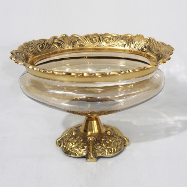 ΚΟΥΠ ΓΥΑΛΙΝΟ ΜΕ ΜΕΤΑΛΛΙΚΑ ΤΕΛΕΙΩΜΑΤΑ ΑΝΤΙΚΕ ΧΡΥΣΟ – ΜΕΛΙ ΓΥΑΛΙ 26x18x17cm